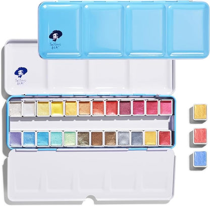 Paul Rubens Professional Metallic Watercolor Paints Set, Pearl Paint, Portable - Image 9