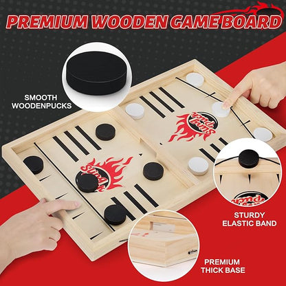 Large Fast Classic Slingshot Puck Game, Wooden Hockey Board Games - Image 4