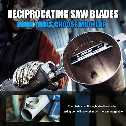5 Pack 12 inch Reciprocating Saw Blades Set, 8+10 TPI High Carbon Saw Blades - Image 5