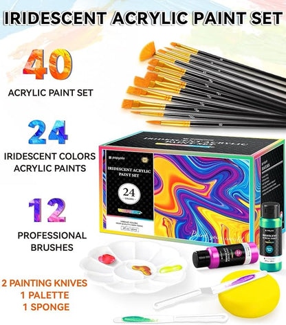 40 PCS Iridescent Acrylic Paint Set - Image 2