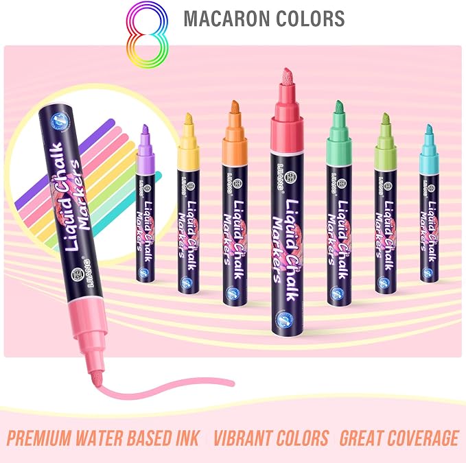 Pastel Chalk Markers Erasable for Chalkboard, Liquid Chalk Marker 8 Colors - Image 3