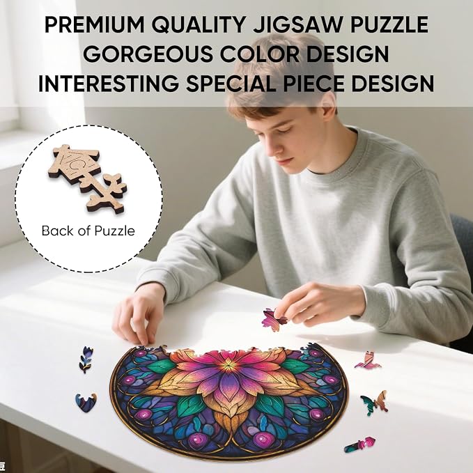Wooden Puzzles for Adults, Dream Lotus Adult Puzzles 200 Pieces, Wooden Jigsaw - Image 6