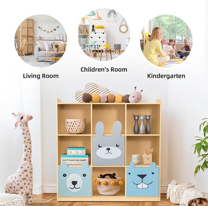 OOOK 9-Cube Storage Organizer, Wooden Storage Cabinet Display Shelf, Kids - Image 5