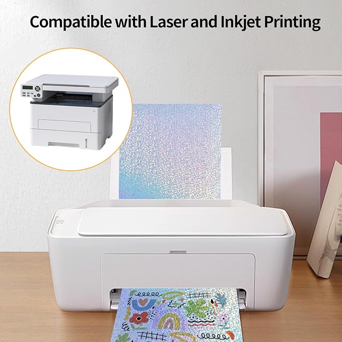 Printable Sticker Paper, Holographic Printable Stickers Paper, Laser/Inkjet - Image 3