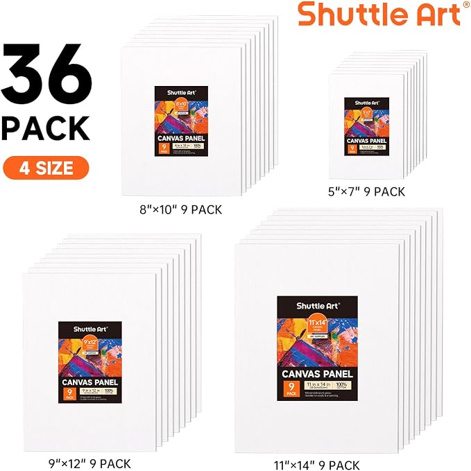 Shuttle Art Painting Canvas Panel, 36 Multi Pack, 11x14 inch, 100% Cotton Art - Image 2