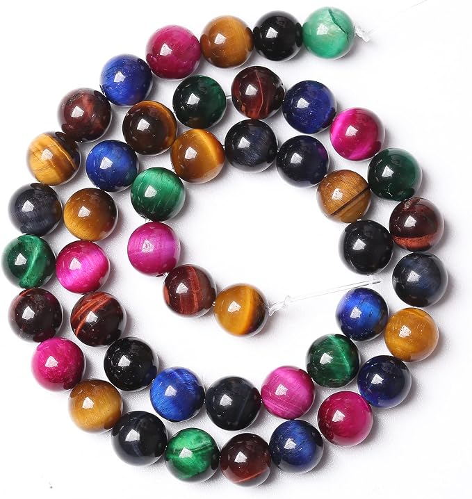 32pcs 12mm AAA Natural Colorful Tiger Eye Stone Beads Gemstone Round Spacer by NaturalStoneBeads