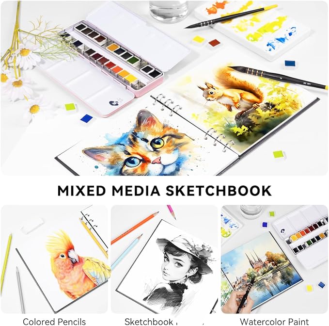 Lightwish Square Watercolor Journal, 100% Cotton, 300gsm/140lb, 20 Sheets Cold - Image 6
