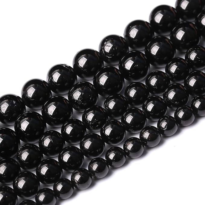 46pcs 8mm AAAA Natural Black Tourmaline Gemstone Beads Round Loose Beads - Image 2