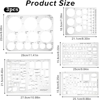 5 Pcs Interior Design Drawing Templates, Reusable Architectural Templates - Image 2
