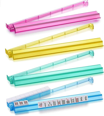 Clear Mahjong Racks with Pushers, 4 Colors Acrylic American Majiang Tile Racks by EIMEET
