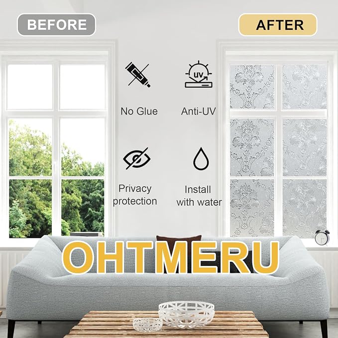 Window Privacy Film Decorative for Front Door, Bathroom Static Cling Stained - Image 3