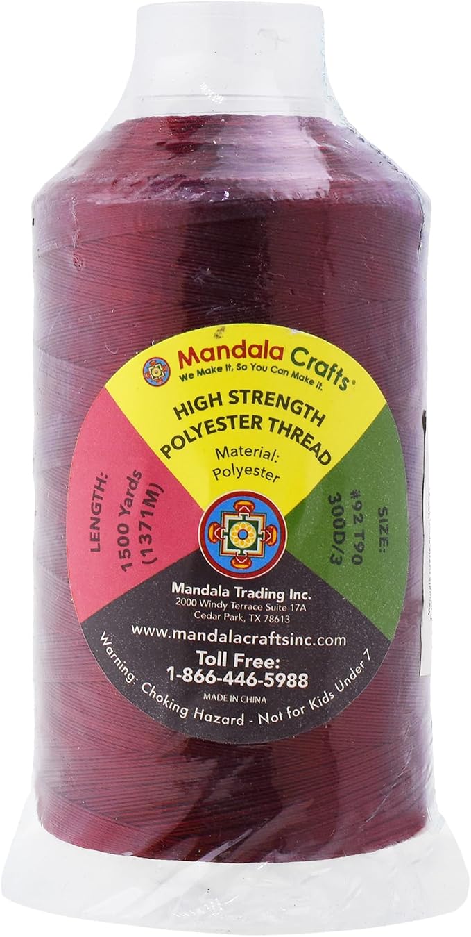Mandala Crafts Wine Heavy Duty Thread -1500 Yds Tex 90 Thread - Image 3