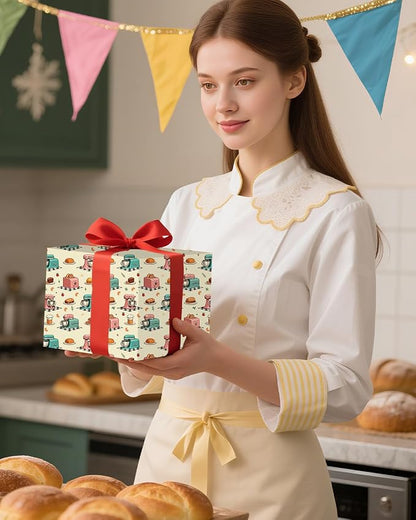 Pineraap 12 Sheets Baking Theme Wrapping Paper, Cute Baker Design Gift Wrap - Image 9