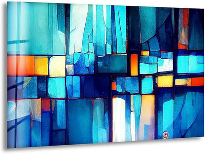 My Photostation.com Round 24'' Blue Vibrant Stained Glass Wall ArtTempered by MyPhotostation
