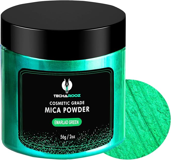 Emerald Green Mica Powder for Epoxy Resin 56g / 2oz. Jar by TECHAROOZ