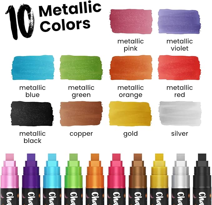 10mm Metallic Chalk Markers Liquid Chalk Pens - Image 2