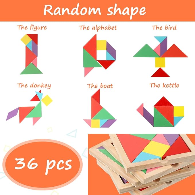 Shappy 36 Pieces Wooden Tangram Puzzles - Image 4