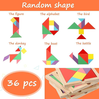 Shappy 36 Pieces Wooden Tangram Puzzles - Image 4