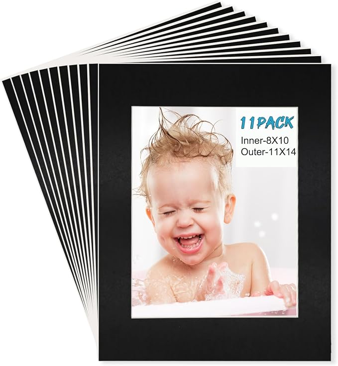 Egofine 11x14 Black Picture Mats Pack of 11, Frame Mattes by Egofine