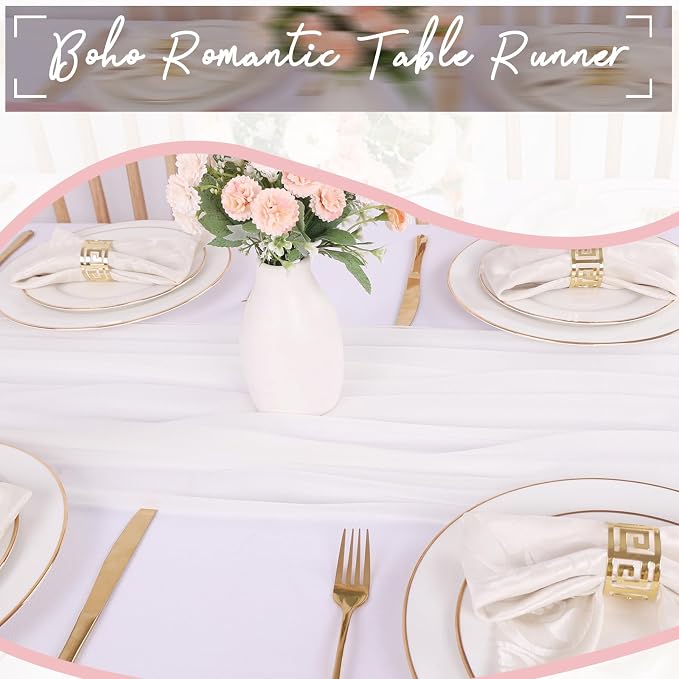 5 Packs 10ft White Chiffon Table Runner 30 x 120 Inches Romantic Sheer Table - Image 5