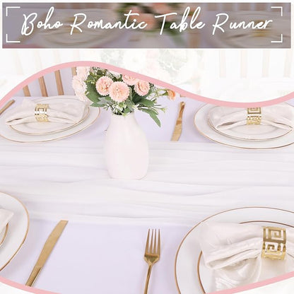 5 Packs 10ft White Chiffon Table Runner 30 x 120 Inches Romantic Sheer Table - Image 5