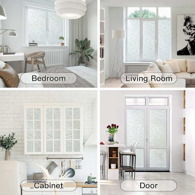 Haton Window Privacy Film, Frosted Glass Static Cling Sun Heat Blocking Window - Image 9
