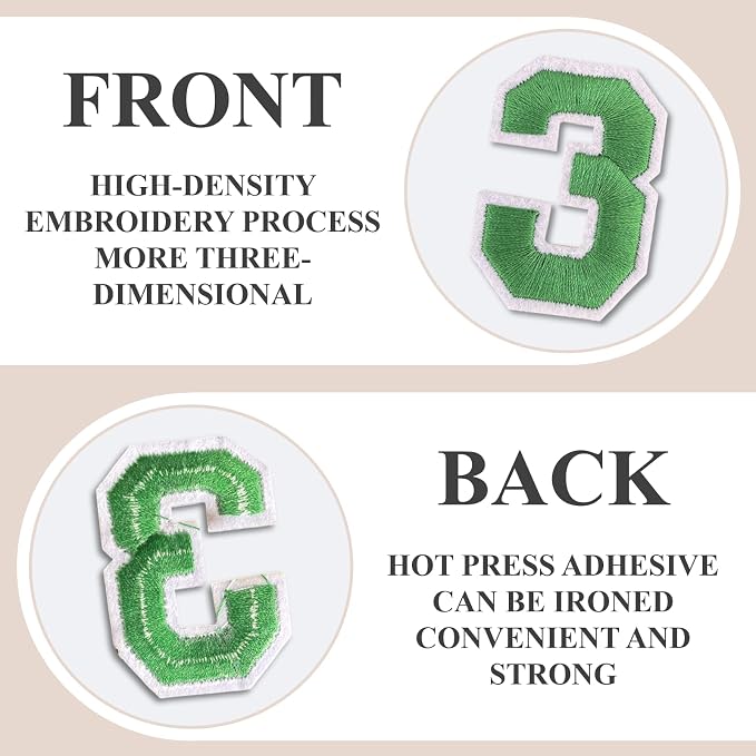 Letter and Number Iron On Patches, A-Z Alphabet and Numbers 0-9 Embroidery - Image 3