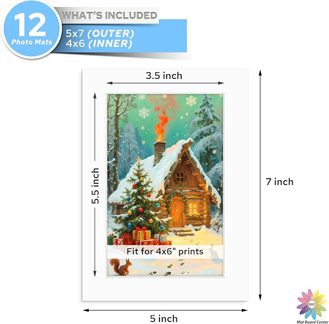 Mat Board Center, 5x7 White Mats - Image 2