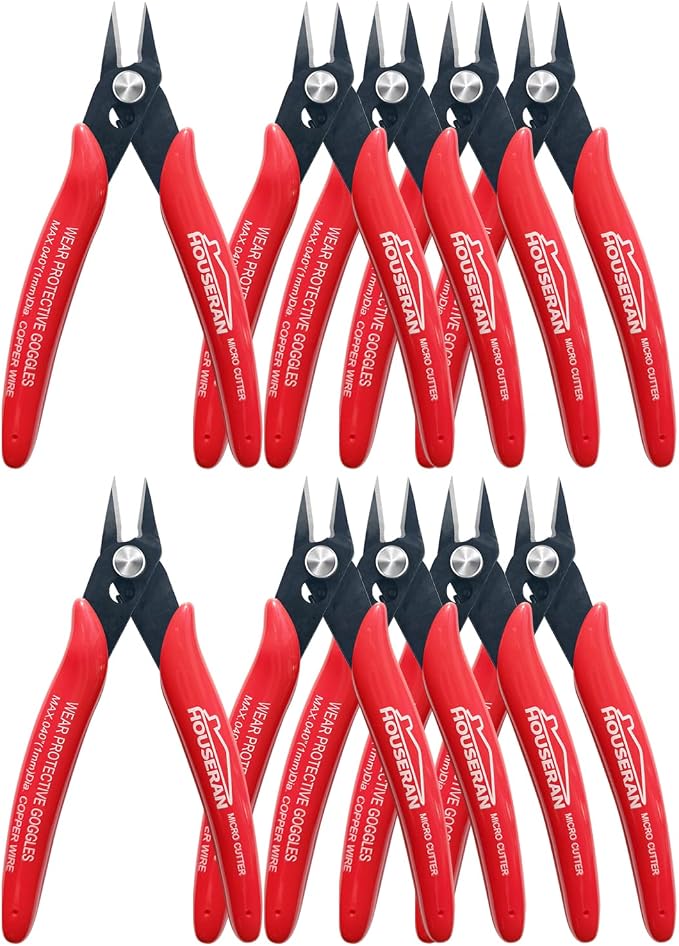 170 Wire Cutters, 10 PACK, 5 Inch Micro Flush Cutter, HOUSERAN Small Wire by HOUSERAN