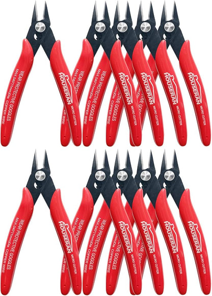 170 Wire Cutters, 10 PACK, 5 Inch Micro Flush Cutter, HOUSERAN Small Wire by HOUSERAN