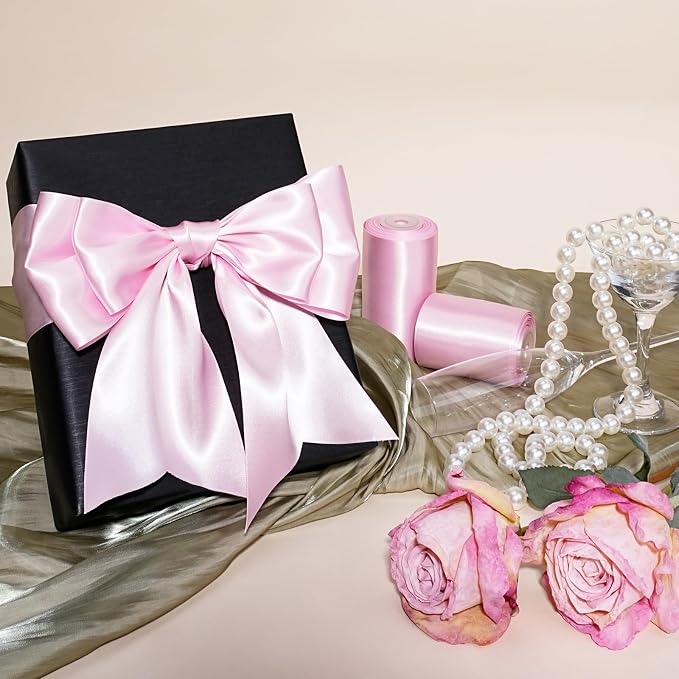 LaRibbons Light Pink Satin Ribbon 3 Inch 10 Yards Double Faced Luxury Light - Image 4