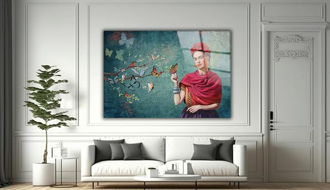 SpiritualHands Frida Kahlo Glasss Wall Art Print, Home Decor Glass Wall Art - Image 6