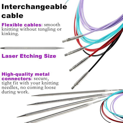 Svartur Lace Interchangeable Circular Knitting Needles, US 0-8 Small Knitting - Image 3