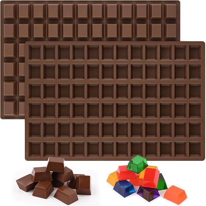 Sakolla 2 Pack Square Chocolate Molds, 72 Cavities Terrace Silicone Molds by Sakolla