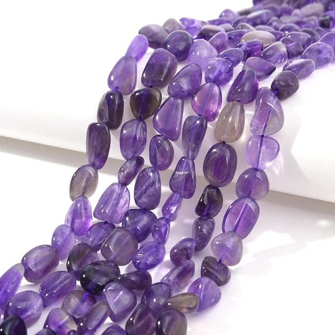 Purple Amethyst Pebble Nugget Oval Free Tumbled Stone 6-8mm Natural Gemstone - Image 2