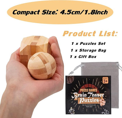 VolksRose 12pcs Wooden Brain Teaser Puzzles, IQ Challenge Puzzle Games - Image 5