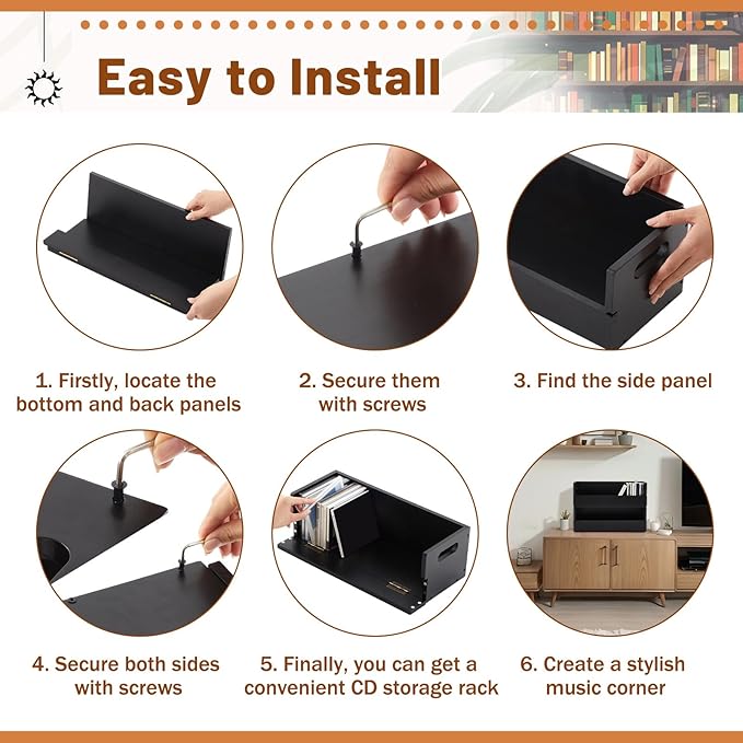 1 Set Wooden CD Storage Box Holder Shelf Cassette Tape Display Racks - Image 6