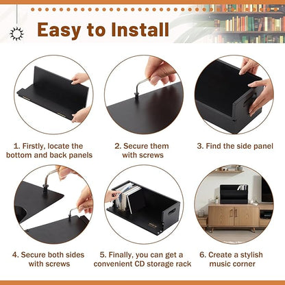 1 Set Wooden CD Storage Box Holder Shelf Cassette Tape Display Racks - Image 6