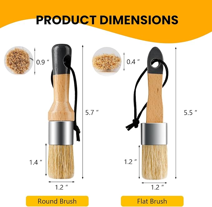 Chalk Paint Brush, 2 Pack Wax Brushes and Chalk Paint - Image 7