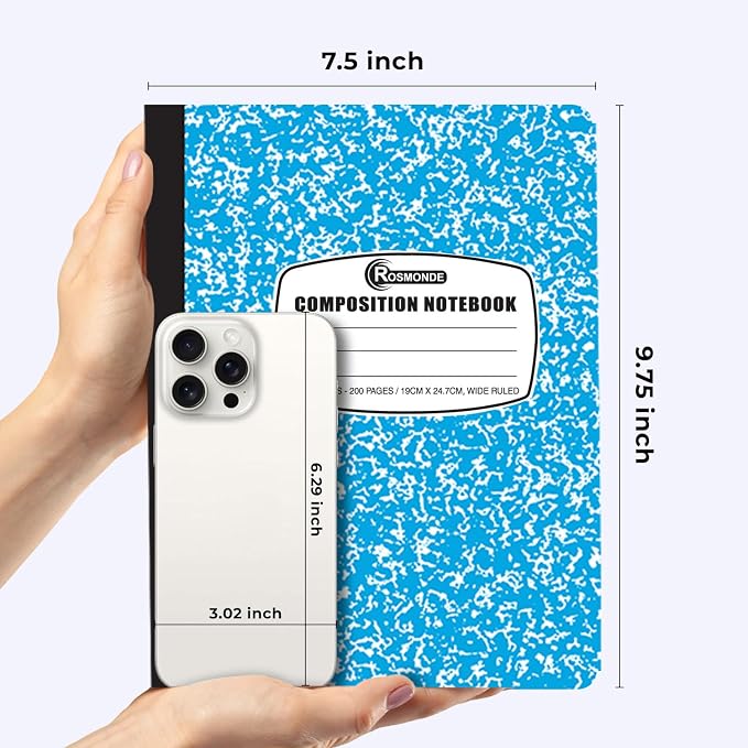 Rosmonde 50 Pack Bulk Composition Notebooks, Wide Ruled, 200 Pages, 9-3/4 x - Image 3