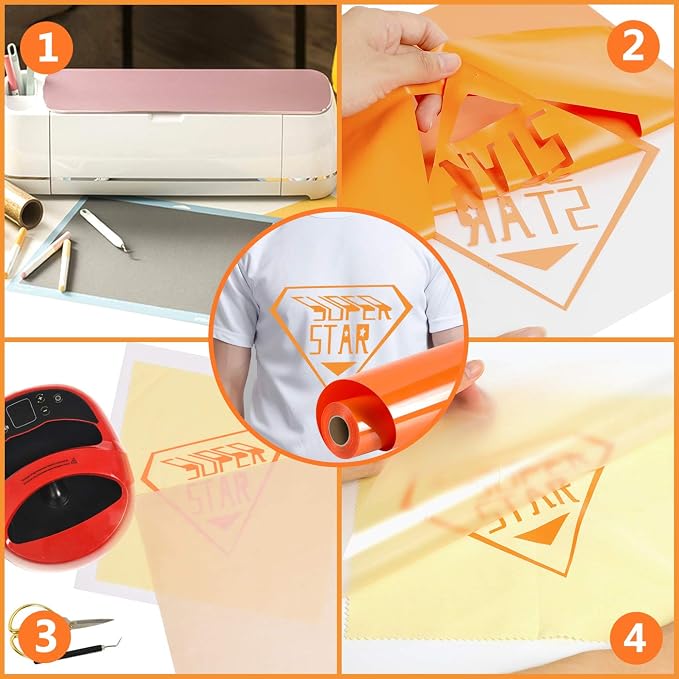 RENLITONG Orange HTV Iron on Vinyl 12Inch by 10ft Roll Heat Transfer Vinyl - Image 5