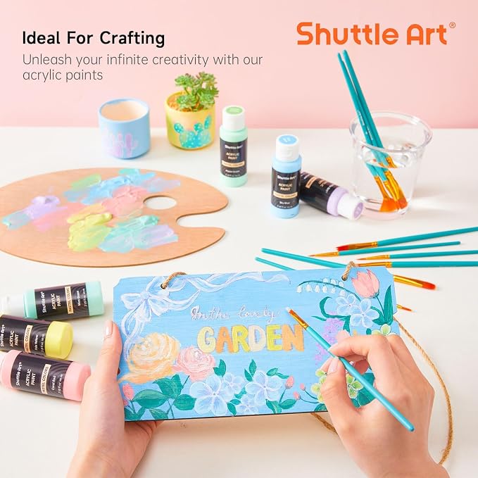 Shuttle Art 40 Pack Pastel Acrylic Paint Set, 30 Colors, 60ml/2oz Bottles - Image 7