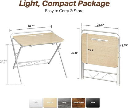 Huuger Folding Desk with 3-Level Adjustable Height and Tablet Slot, 24 Inch - Image 2