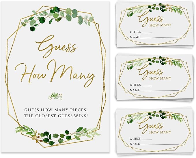 Printed Party Candy Guessing Game, Guess How Many, 50 Cards and Sign by PrintedParty