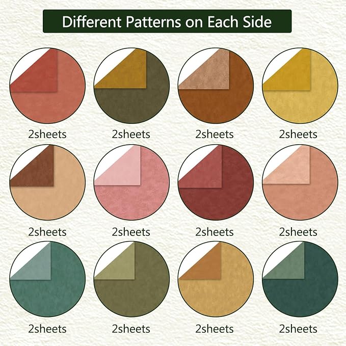 Scrapbook Paper 12x12 Brown, 24 Sheets/24 Designs Double-Sided Bohemian - Image 3