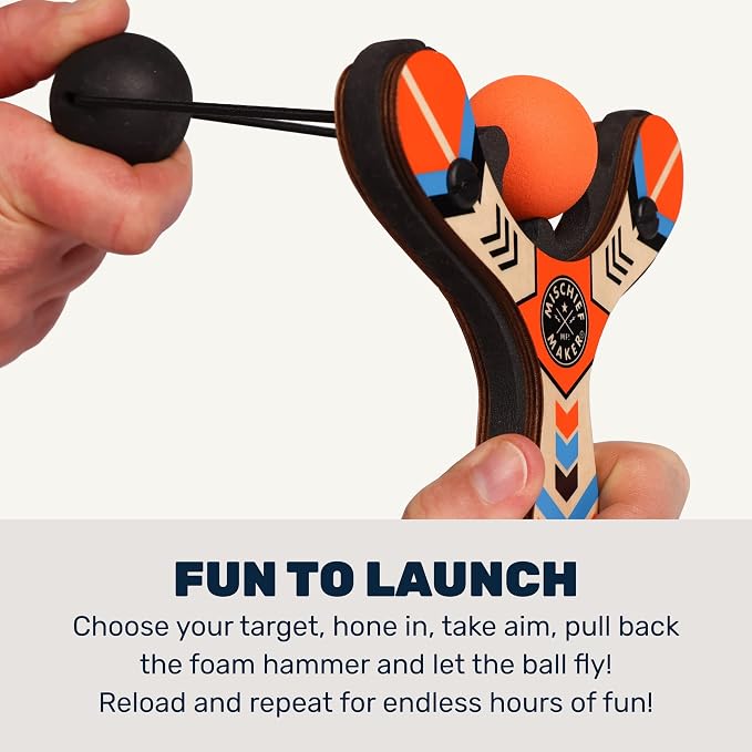 Mighty Fun! - Mischief Maker® Wooden Slingshot - Classic Series - Real Wood - Image 5