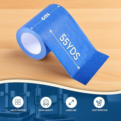 Wide Blue Painters Tape, 6 Inch x 55 Yards, Wide Masking Tape - Image 2