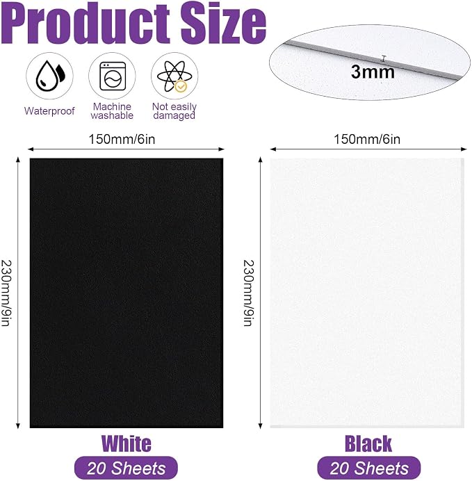 Akamino 40 Pcs 3mm Embroidery Puffy Foam, 6 x 9 Inch EVA Foam Sheets - Image 2