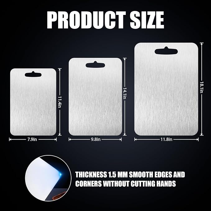 Cutting Board Double Sided, Large Size+Small Size, Food Grade Stainless steel - Image 5
