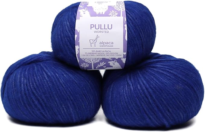 Pullu - Baby Alpaca Merino Wool Yarn Set of 3 Skeins Worsted Weight - Sourced by ALPACAWAREHOUSE